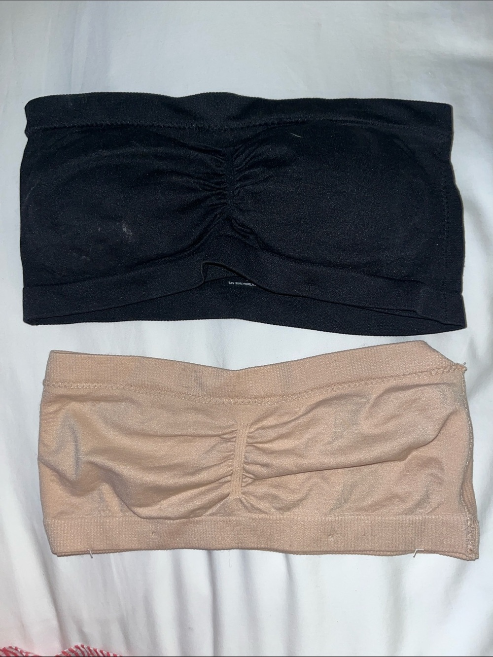 Everyday Seamless Ruched Bandeau Set - Black & Nude